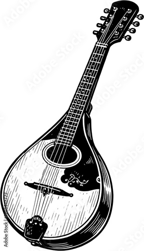 Lute Silhouette String Musical Instrument Vector Icon