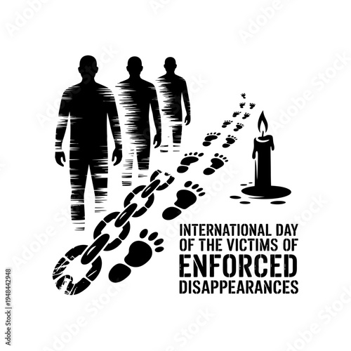 International day of victims of enforced disappearances with people silhouettes