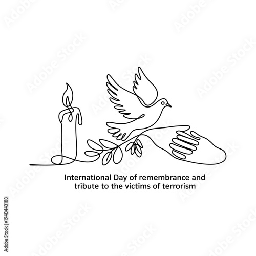 International day of remembrance and tribute victims terrorism dove candle hands