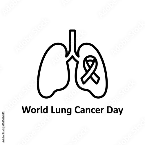 World lung cancer day icon logo with text on transparent background