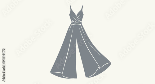 Elegant grey wide-leg jumpsuit, designed with a sleeveless cut and a flattering v-neck, perfect for a sophisticated and comfortable ensemble.