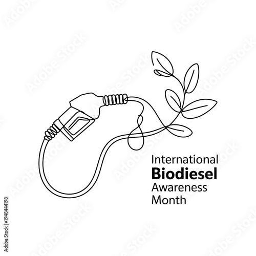 Biodiesel pump nozzle with green leaf branch for fuel month