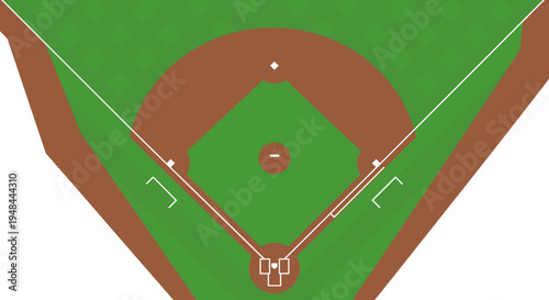 Overhead view of a baseball field with bases and a pitcher's mound.