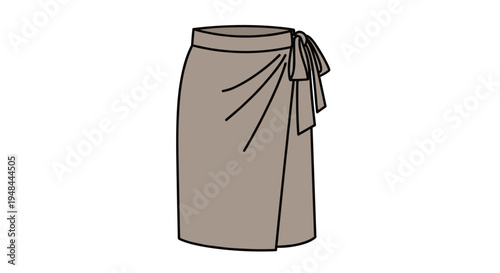 Chic brown wrap skirt, featuring a midi length and a decorative tie detail, perfect for a stylish and comfortable everyday or casual look.