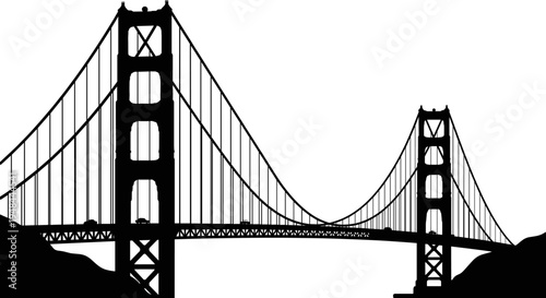 Silhouette depiction of the iconic Golden Gate Bridge in San Francisco, California.