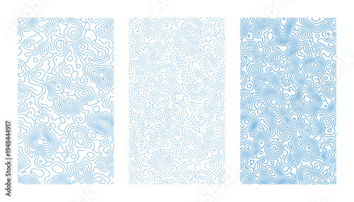 Blue abstract topographic map pattern overlay on transparent background vector