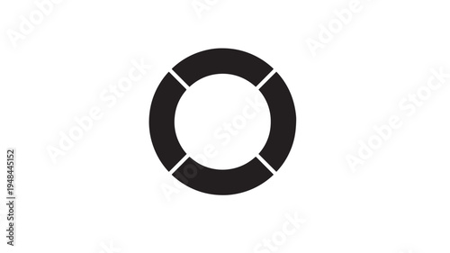Circle segmented icon with negative space and clean, modern design, ideal for progress or status indicators.