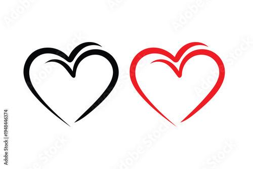 Stylized Black and Red Hearts Illustration
