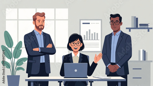 Business Professional team collaborating during a business presentation meeting Vector