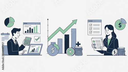 Business Financial planning and investment growth illustration Vector