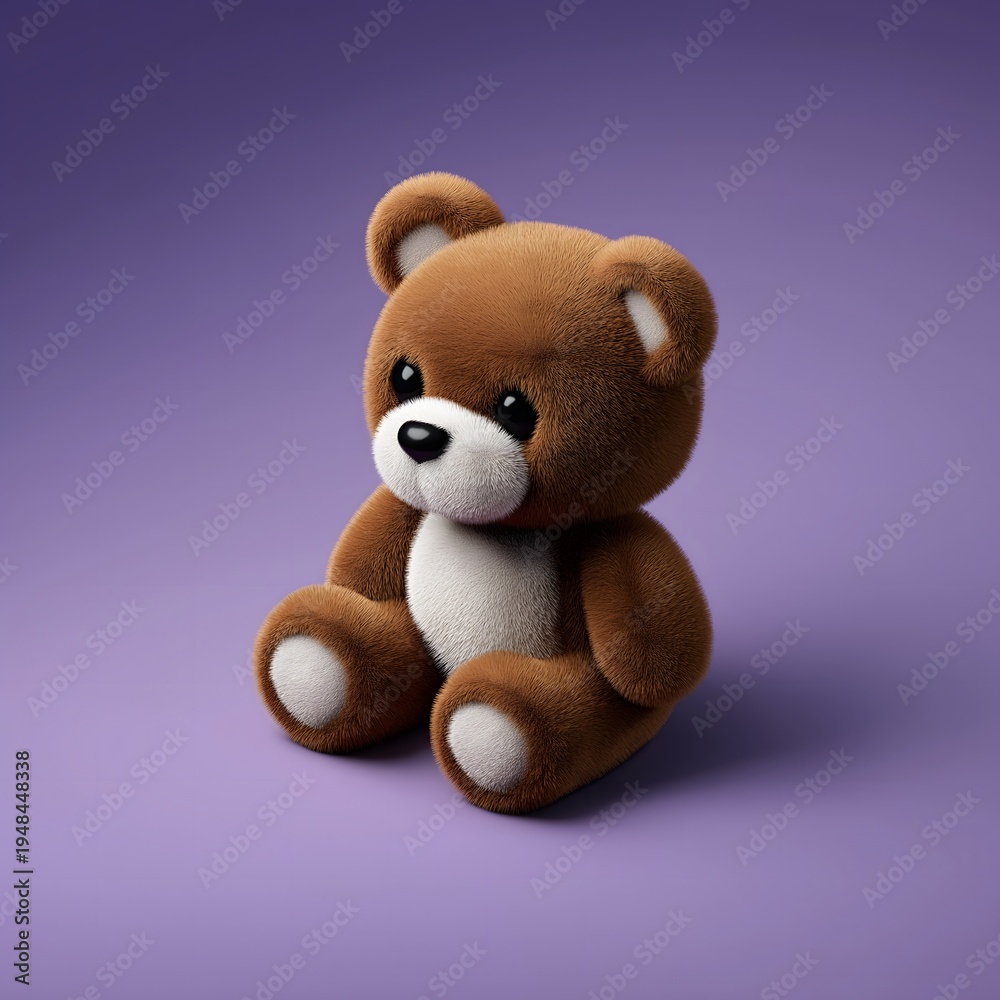 Obraz premium 3d teddy bear icon isolated on purple background