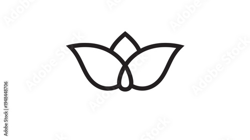 Flower abstract line art icon with minimalist design and elegant curves, representing nature and simplicity
