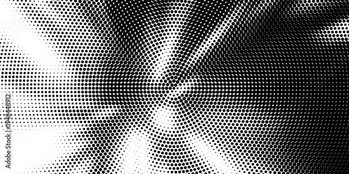 Black radial halftone circles. Dotted sound wave rings. Stippled epicenter, target, radar icon concept. Ripple concentric signal vibration element. Vector round dashed and dotted
