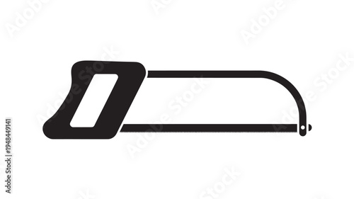 Saw hand tool with black grip and serrated metal blade for cutting materials and construction work featuring carpentry, DIY, hardware with silhouette