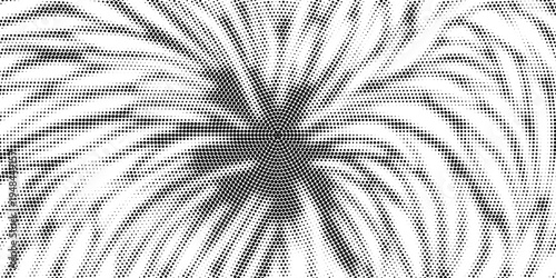 Black radial halftone circles. Dotted sound wave rings. Stippled epicenter, target, radar icon concept. Ripple concentric signal vibration element. Vector round dashed and dotted