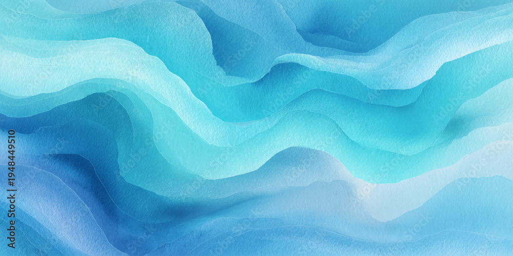 Obraz premium Abstract blue sea watercolor texture background with flowing ocean waves and soft turquoise liquid design.