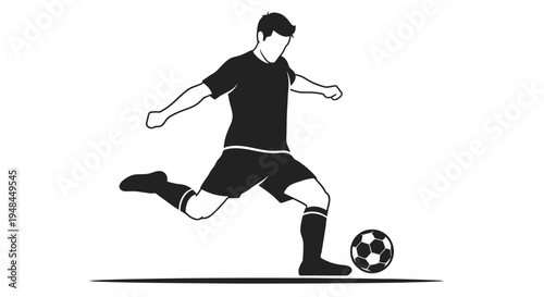 Silhouette of a soccer player kicking a ball in a dynamic pose