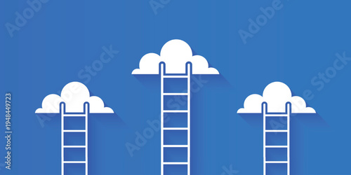 Vector Stairs With Clouds On Blue Background