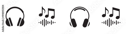 Music notes keys icon set, vector illustration, melody song tune symbols, flat icons for music apps and website, music notes vector collection