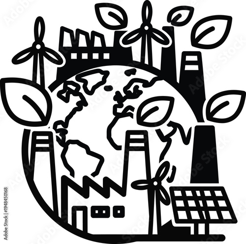 eco friendly cityscape with renewable energy