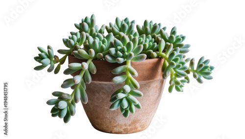 Konstfotografi Vibrant green-blue succulent plant with plump leaves in a rustic terracotta pot,