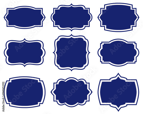 Decorative vintage frames vector set various shapes for graphic design elements. graphic style with abstract shapes templates for social. vector illustration