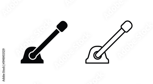 Two black minimalist icons depicting a joystick or control lever