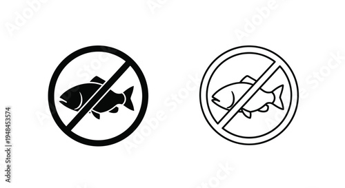 No fishing allowed two variations of a prohibiting sign with a fish