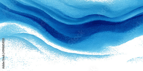 Abstract blue sea watercolor texture background with flowing ocean waves and soft turquoise liquid design.