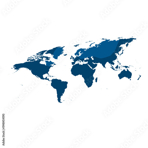 World Map Illustration Blue Globe Earth Geography Global Travel Atlas Continent Countries Regions International Education