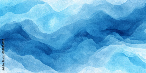 Abstract blue sea watercolor texture background with flowing ocean waves and soft turquoise liquid design.
