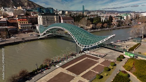 The Peace Bridge across the Mtkvari River in Tbilisi, Georgia