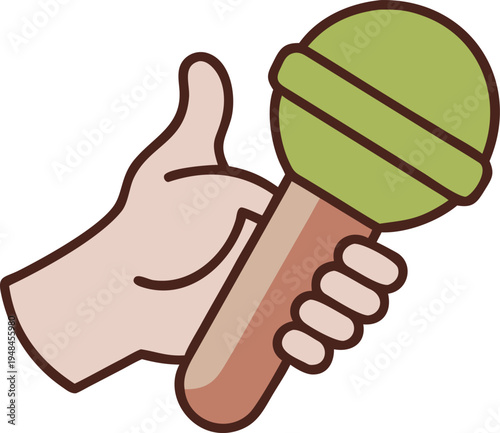 Hand holding colorful ice cream on a warm summer day outdoors