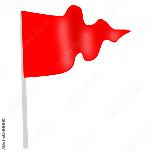 Waving a red pennant flag illustration with a pole, red flag icon for decoration