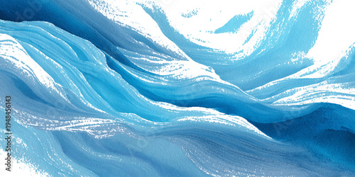 Abstract blue sea watercolor texture background with flowing ocean waves and soft turquoise liquid design.