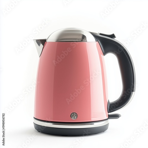 Modern Pink Kettle Sitting on a Clean White Surface in a Bright Kitchen Durin...