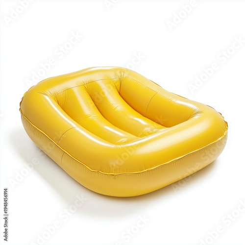 Soft Yellow Inflatable Raft for Water Activities by the Pool or Lake