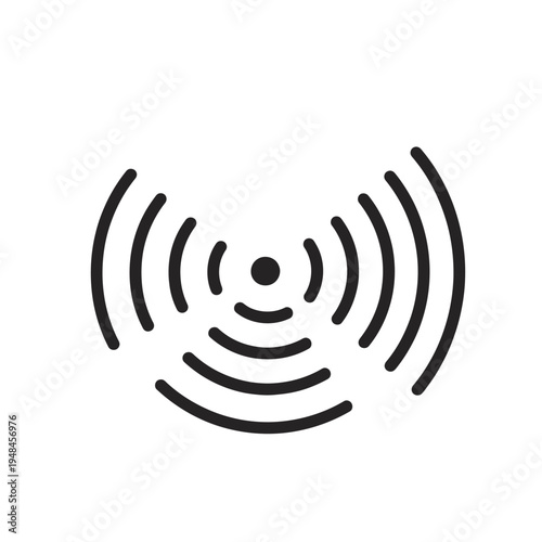 Concentric sound wave signal illustration representing audio or radio transmission and reception in a stylized graphic design