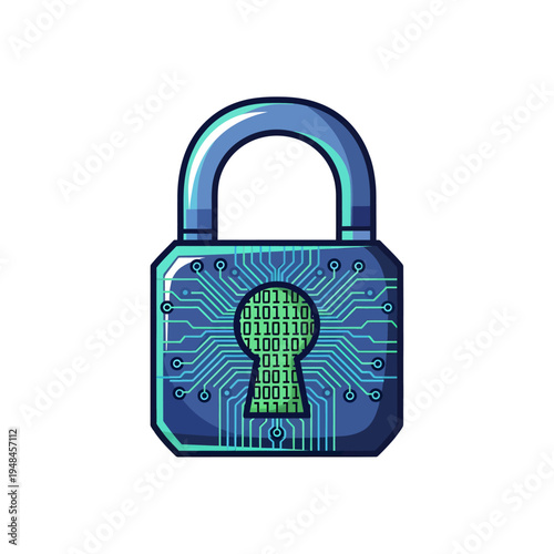 Digital security padlock icon illustrating robust data protection and cybersecurity measures for online privacy and secure information management. Secure access symbol