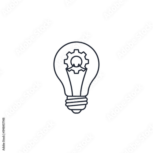 Symbolic representation of an idea and innovation with a lightbulb containing a gear mechanism, symbolizing mechanical ingenuity and inventive thought processes