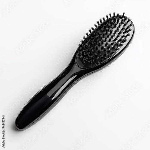 Black Hair Brush on a White Background, Simple Design With Soft Bristles for ...