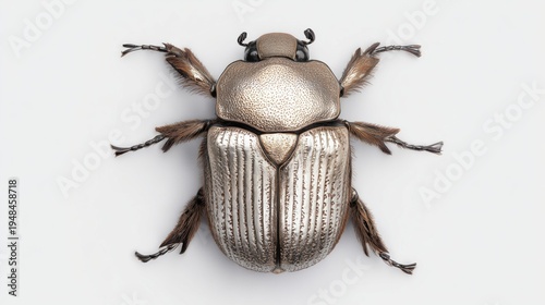macro flower chafer beetle metallic texture isolated on white background