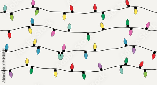 Vibrant and Colorful String Lights Pattern for Holiday Season Decorations, Festive Celebrations, and Joyful Occasions, Creating a Bright Background