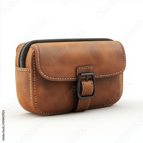 Quality Bag Made With Cloth and Leather Materials Displayed on a White Backgr...