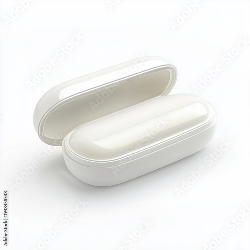 White Oval Container With Open Lid Displaying a Smooth Surface Inside