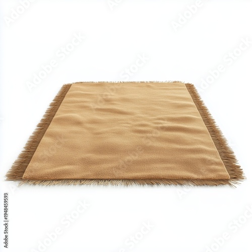 Brown Rug With Fringe Laid out on a Flat Surface in a Well-Lit Area During th...