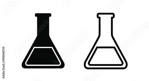 Two laboratory flasks in black and white a striking silhouette