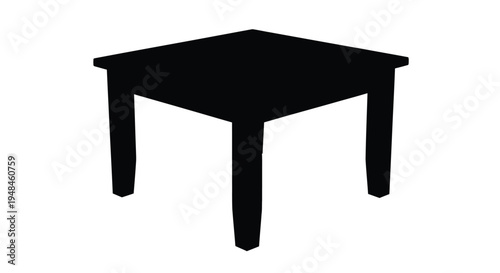 Simple black table isolated on a white background silhouette