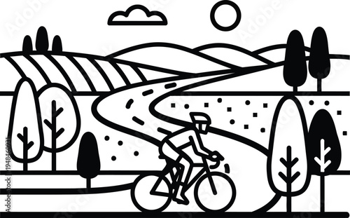 cyclist riding bike on country road