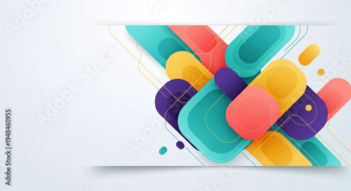 Wallpaper Mural Modern Abstract Background with Colorful Rounded Geometric Shapes and Flowing Lines Torontodigital.ca